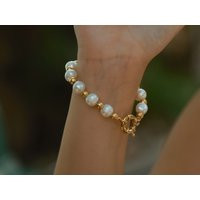 Freshwater Pearl & Gold Bead Bracelet, Genuine Bridal Bridesmaid Birthday Gift, Natural Pearl Bracelet | Etsy (US)