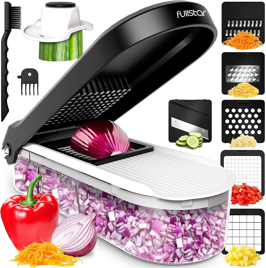 Fullstar Compact Vegetable Cutter, Mandoline Slicer & Cheese Grater, Cheese Slicer, Food Chopper,... | Amazon (US)
