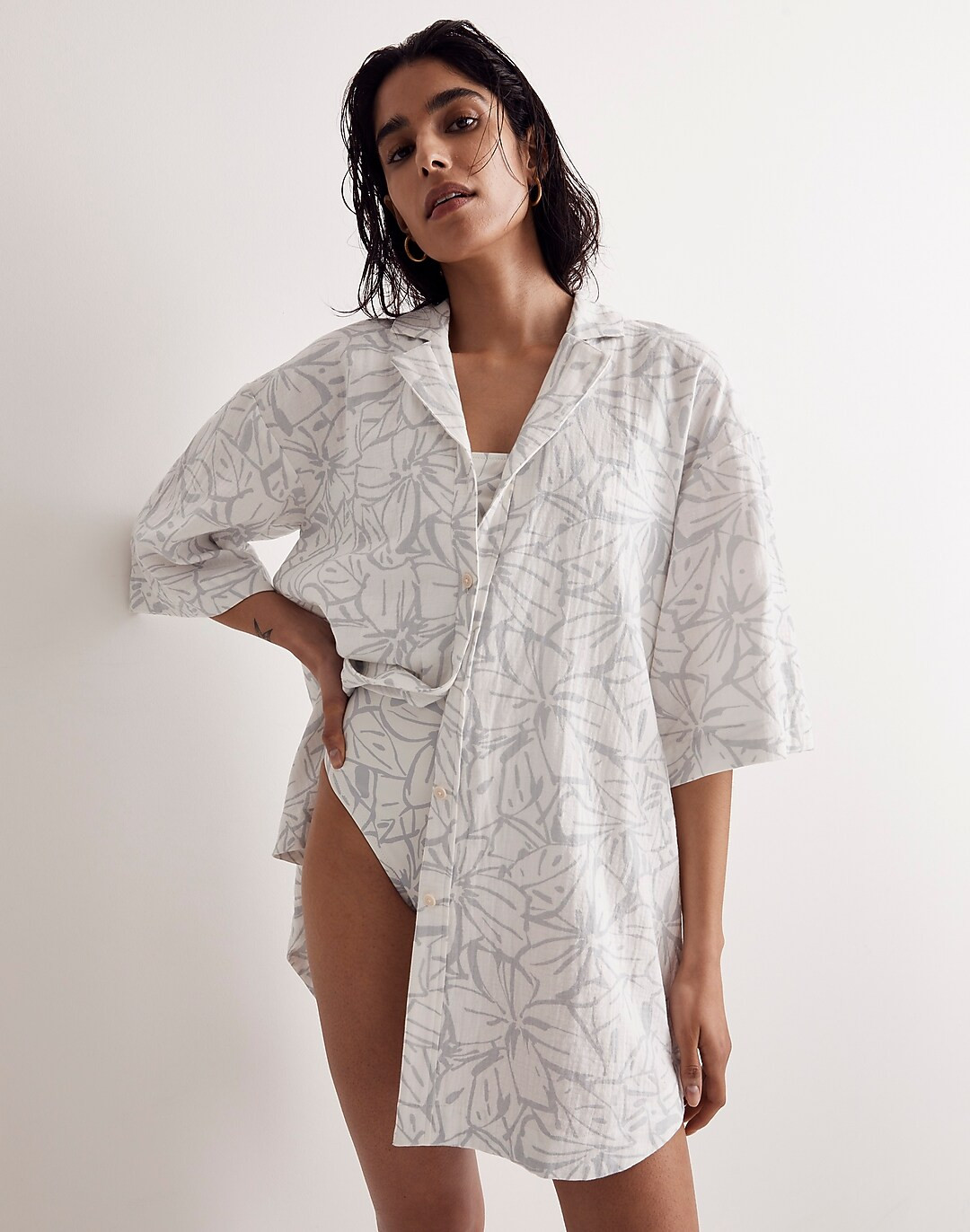 Lightspun Cover-Up Mini Shirtdress | Madewell