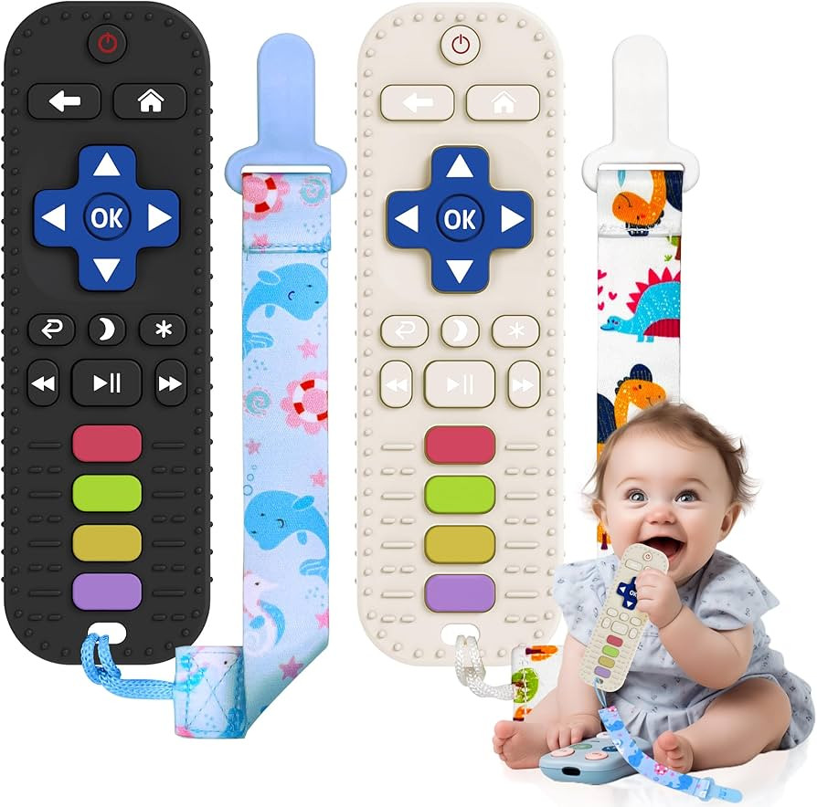 2 Pack Silicone Baby Teething Toys,Pacifiers for Toddlers Infant,Remote Control Shape Baby Teethi... | Amazon (US)