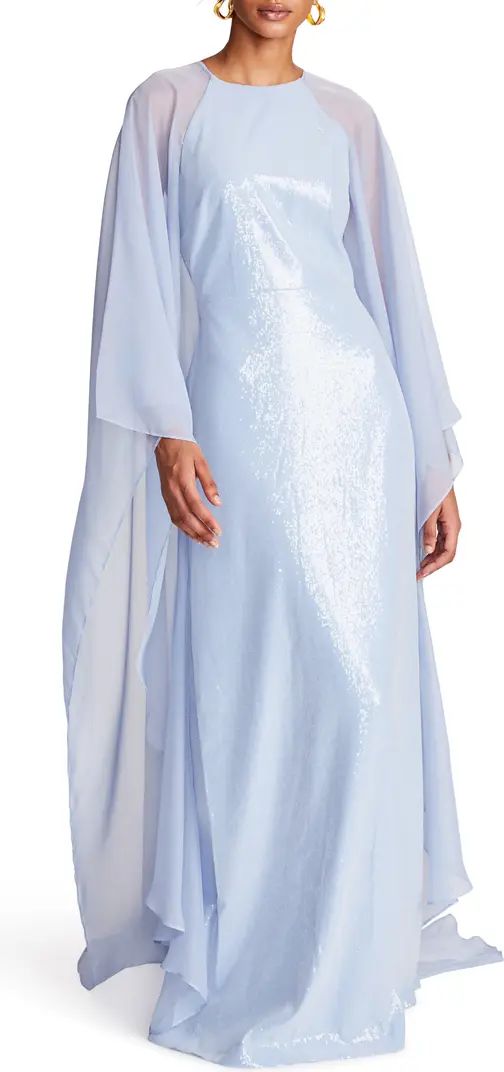 Adira Mixed Media Long Sleeve Caftan Gown | Nordstrom