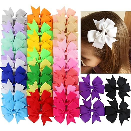 40Piece 3 Inch Boutique Grosgrain Ribbon Pinwheel Hair Bows Alligator Clips For Girls Babies Todd... | Amazon (US)