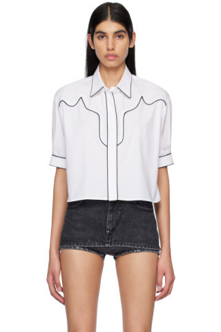 White Western Crop Shirt | SSENSE
