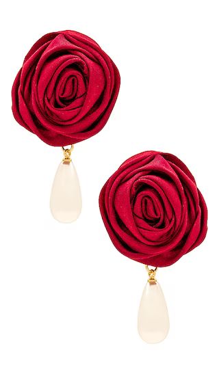 Rosette Pearl Drop Earrings in Crimson | Revolve Clothing (Global)