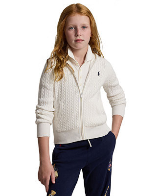 Polo Ralph Lauren Girls' 7-16 Mini-Cable Full-Zip Hoodie - Macy's | Macy's