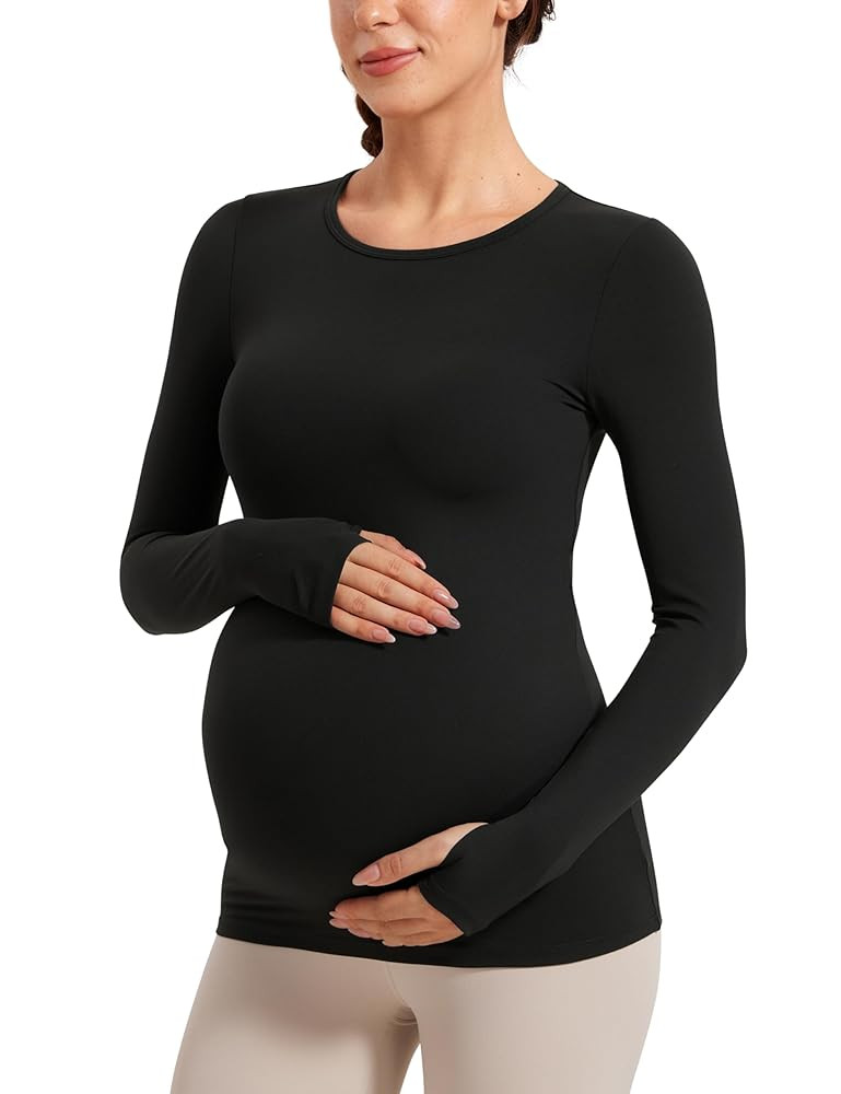 CRZ YOGA Womens Butterluxe Long Sleeve Maternity Tops Crewneck Pregnancy Basic Shirts Soft Athlet... | Amazon (US)