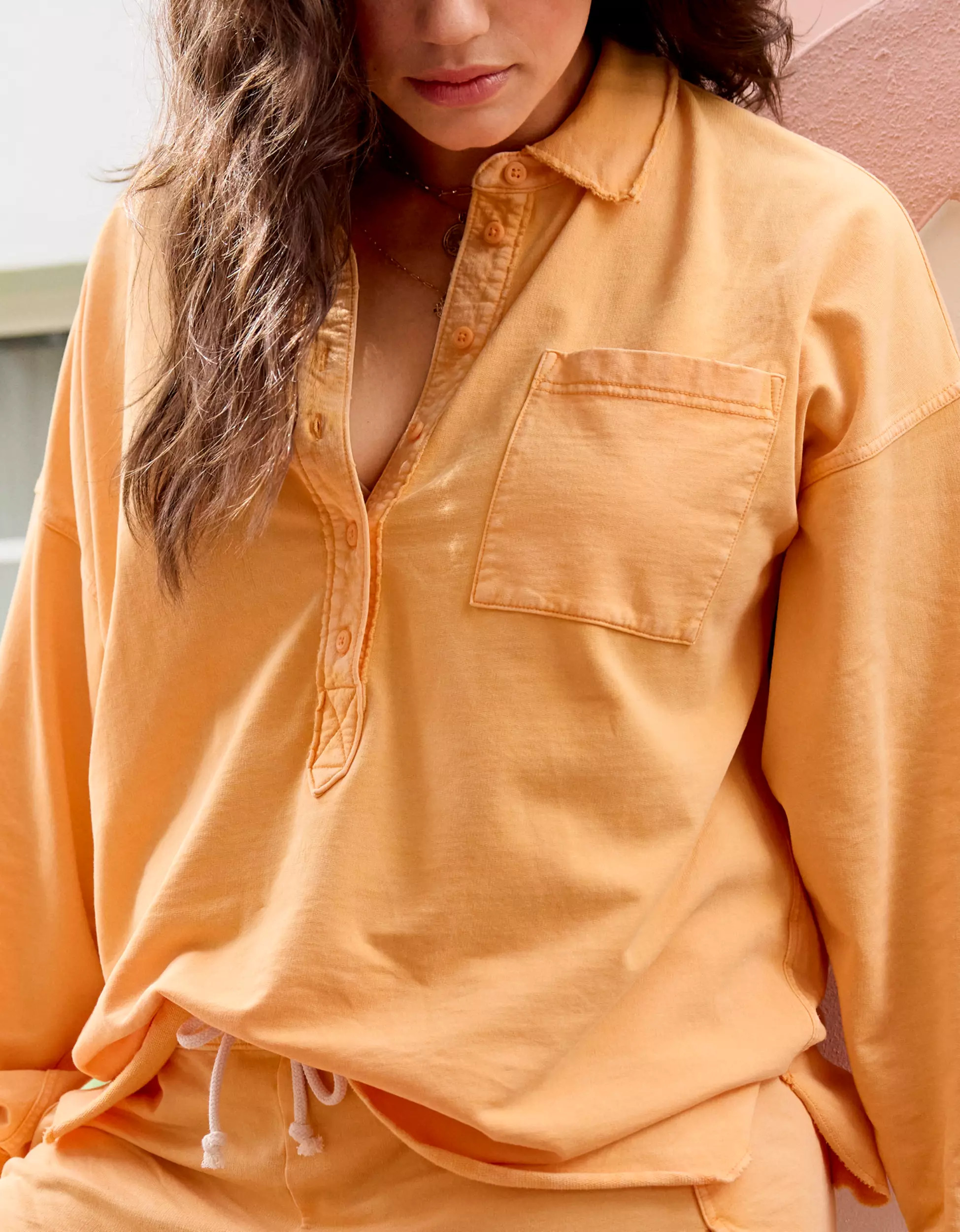 Aerie Take It Easy Popover Polo Sweatshirt | Aerie
