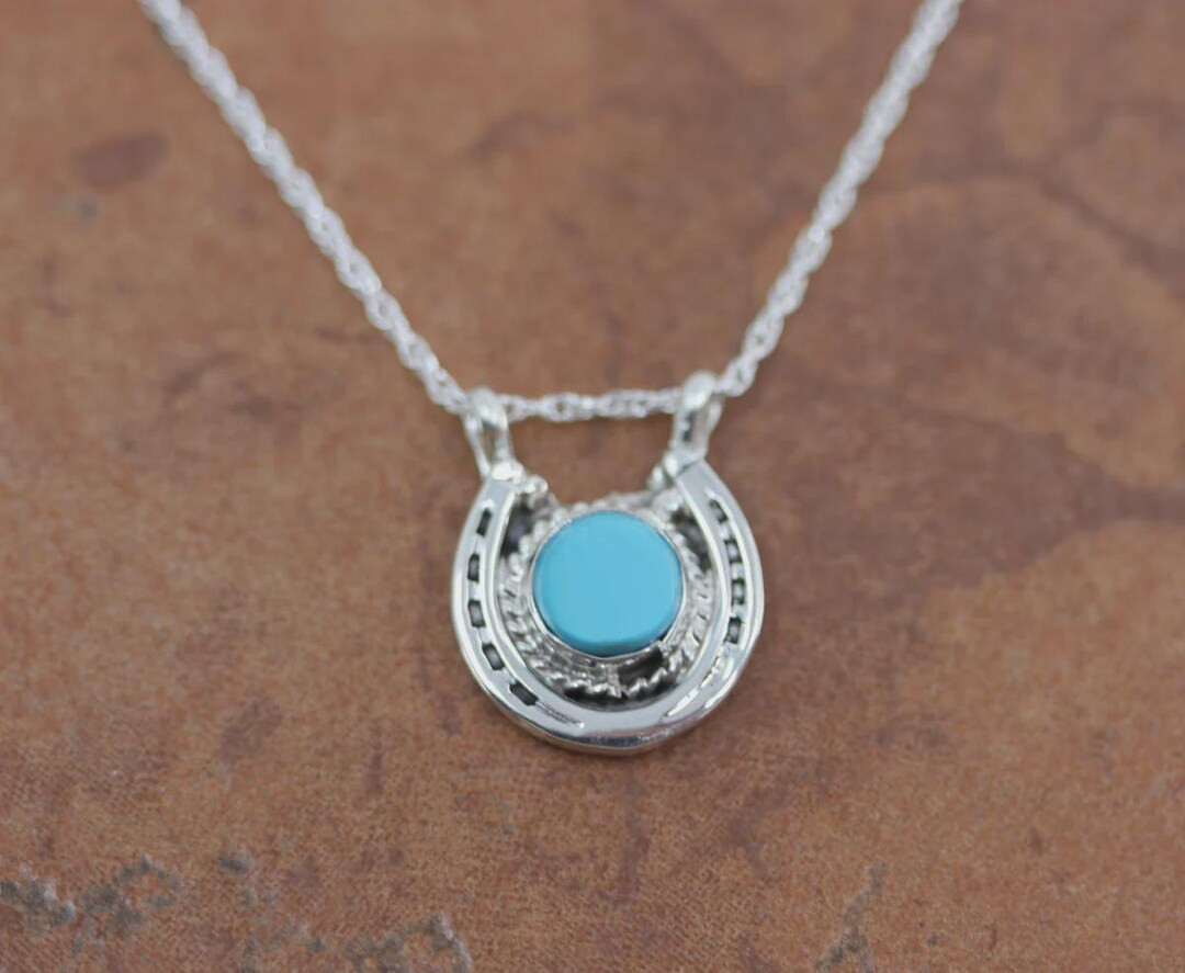 Navajo Sterling Silver Turquoise Horseshoe Necklace Native American Jewelry - Etsy | Etsy (US)