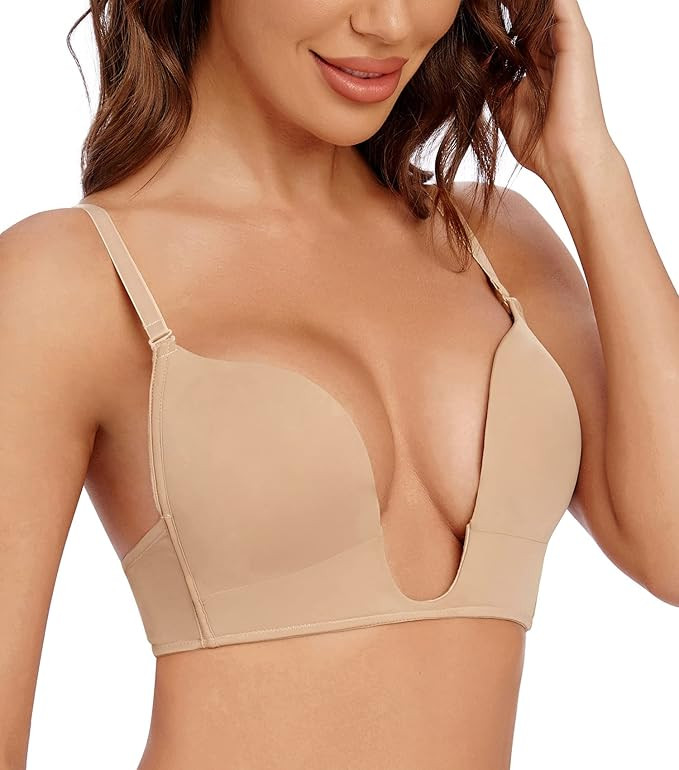 Wekofi Deep V Plunge Bras for Women Convertible Sexy Low Back Invisible Magic Wire Bra | Amazon (US)