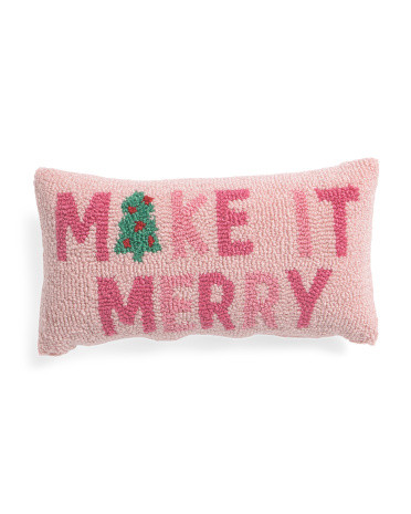 9x16 Make It Merry Hooked Pillow | TJ Maxx