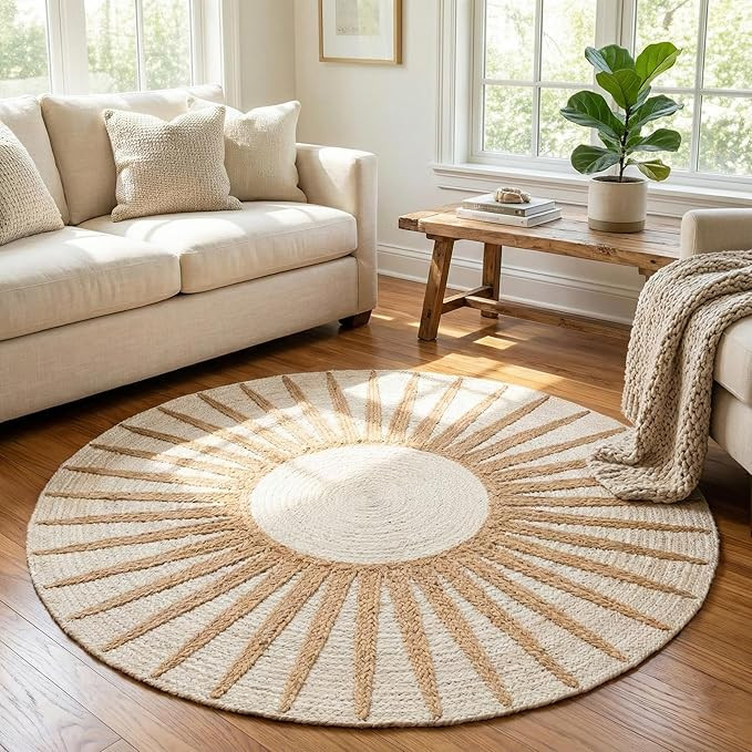 Restoration and Renovation Round Jute Rug – Handwoven Natural Fiber Accent Rug with Radiating S... | Amazon (US)