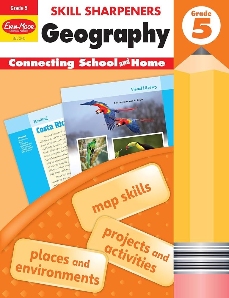 Evan-Moor Skill Sharpeners Geography Workbook, Grade 5, Fun Projects and Activities, Map Skills, ... | Amazon (US)