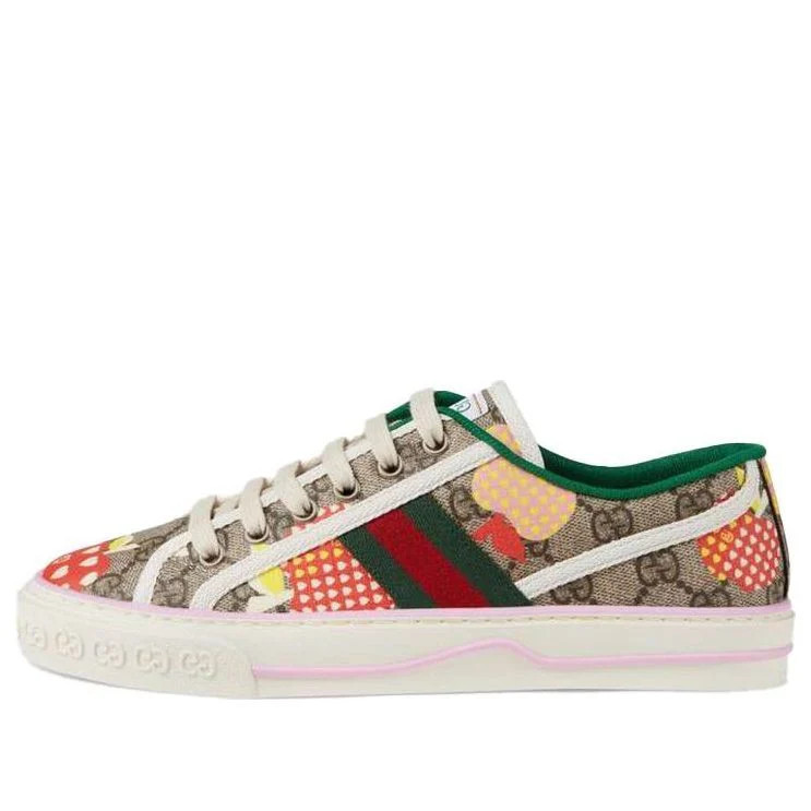 (WMNS) GUCCI Les Pommes Gucci Tennis 1977 'Beige ebony apple print' 664212-22K10-8960 | KICKS CREW