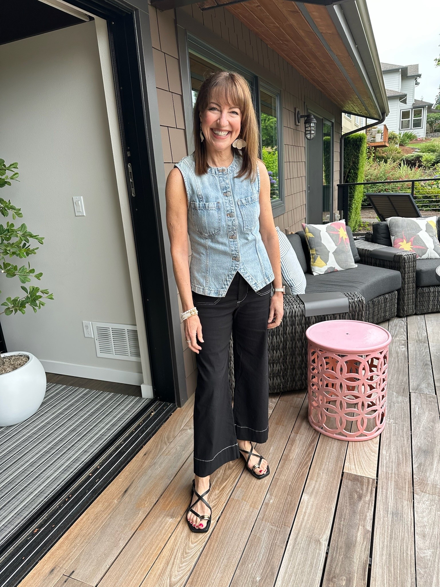Krista’s @Pistola Denim vest is a top seller for us and it’s just be restocked! Styled with the iconic Colette pants—hers are last year but we’ve linked similar!

#LTKootd #LTKgrwm #LTKOver40