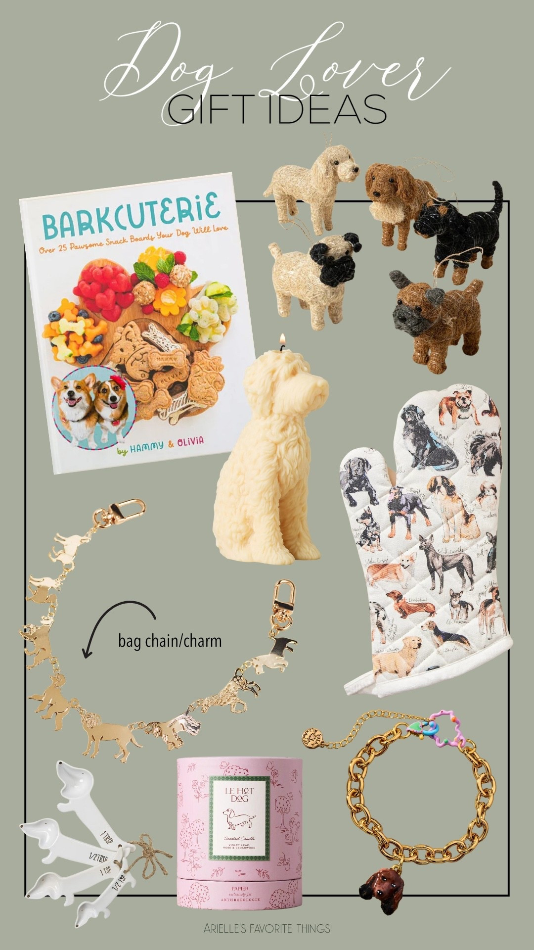 Calling all dog lovers 🐾

Rounding up the cutest dog-themed gift ideas that will make any pup parent smile! From the Barkcuterie cookbook (aka the most adorable DIY dog-treat inspo) to whimsical ornaments, kitchen accessories, and the sweetest dog-themed jewelry — these are fun, thoughtful, and totally gift-worthy.
Whether you're shopping for a fellow dog-obsessed friend or treating yourself, these picks add a little bit of joy and a whole lot of puppy love. 🐶 #LTKPets

#LTKGiftGuide