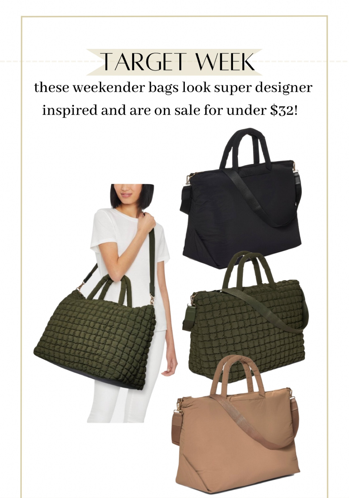 Designer weekender sale bag sale