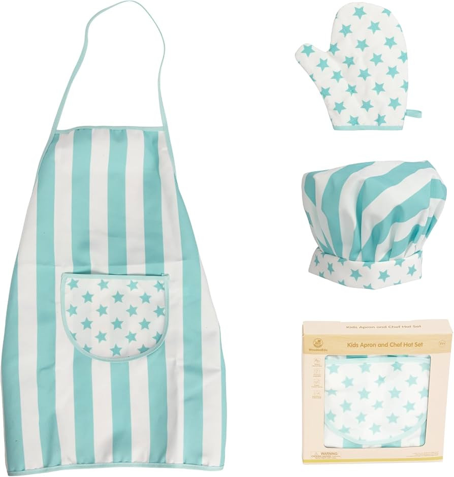 Kid Apron and Chef Hat Set, 3 Pcs Children Cooking Baking Set Kits Role Play Chef Toy Kid Cooking... | Amazon (US)