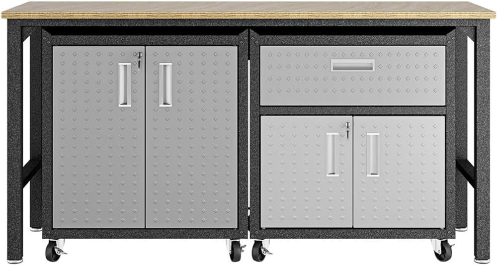 Fortress 3-Piece Metal Mobile Garage Cabinet Set in Gray | Amazon (US)