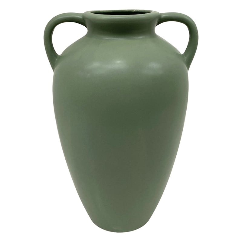 Green Ceramic Vase with Handles, 10.5" | At Home
