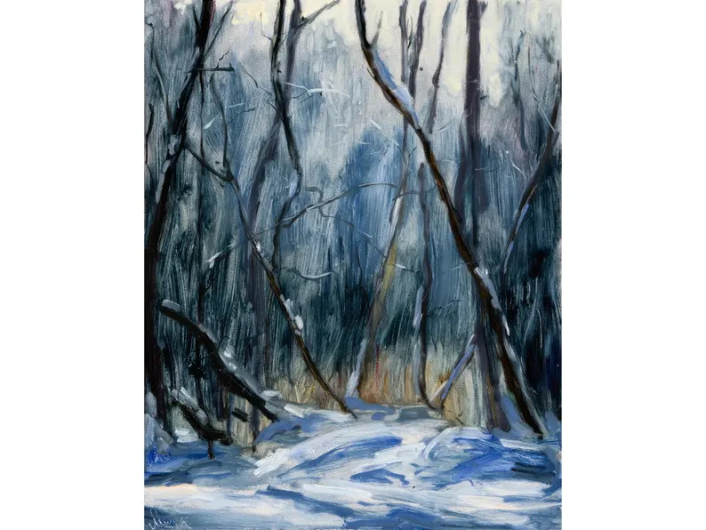 Snow Painting ORIGINAL Christmas Scene Oil Art Winter Landscape 11x14'' by Muura | Etsy (US)