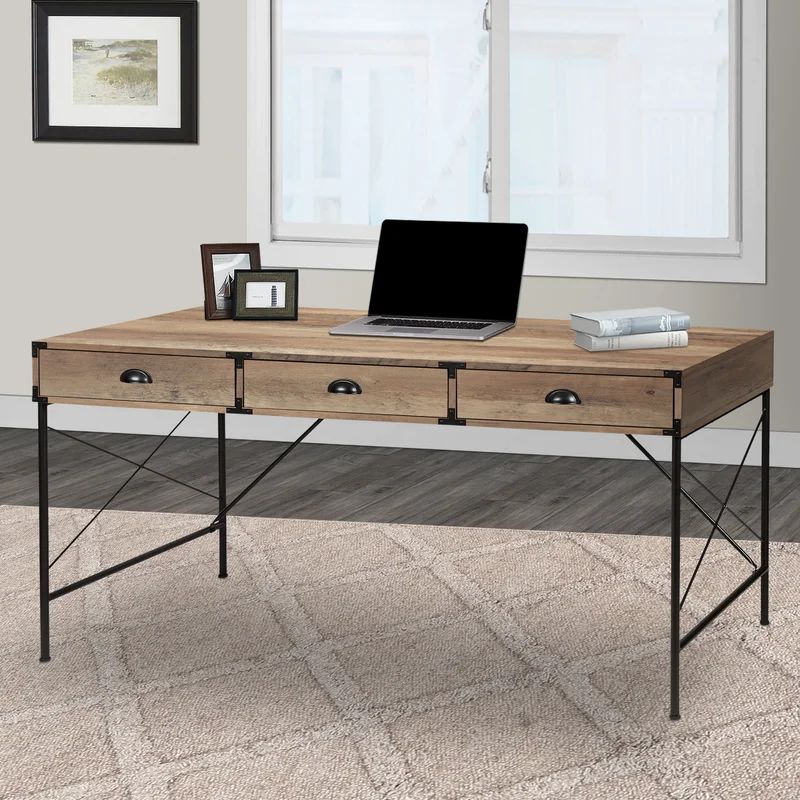 Wycombe 59'' Wood Grain Desk with Drawers | Wayfair North America