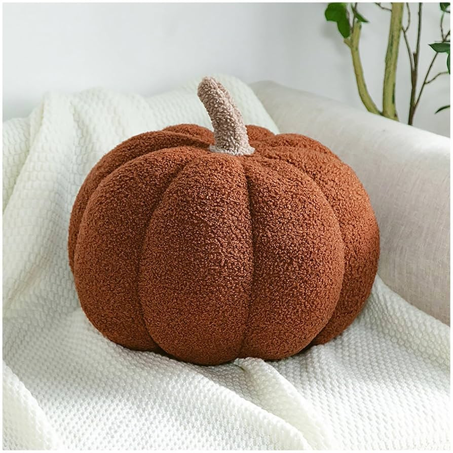 Fluffy Pumpkin Pillow Brown Plush Pumpkin Stuffed Tough Halloween Pumpkins Decorative Couch Throw... | Amazon (US)