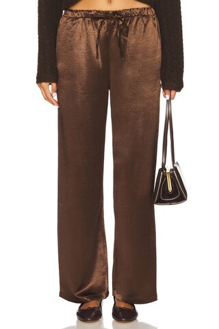 Shelby Satin Trousers in Chocolate | Revolve Clothing (Global)