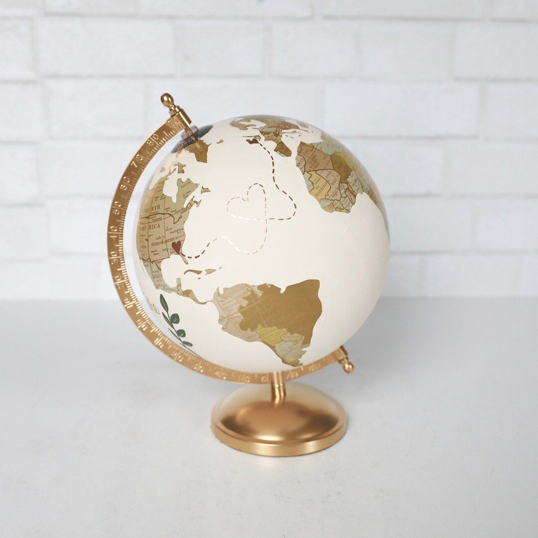 Gold & Neutral Wedding Globe Guestbook Globe Custom Hand - Etsy | Etsy (US)