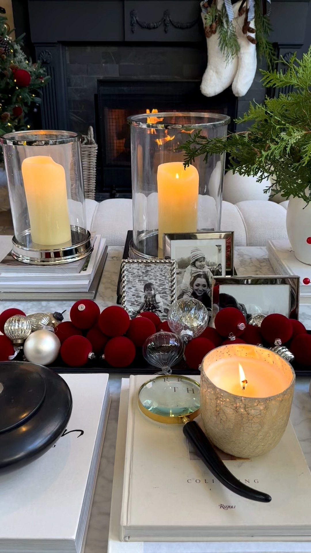 The BEST things I’ve purchased this year are these hurricane candle holders & the frames (& the candle and the red ornaments! 😂) ok I love it all but it’s all on sale right now so I just needed to tell you!! I think you’ll love these, too!!!