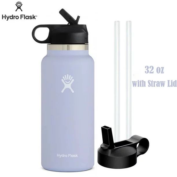 Hydro Flask Wide Mouth Water Bottle 32oz, with Straw Lid - Fog, 2.0 New Design | Walmart (US)