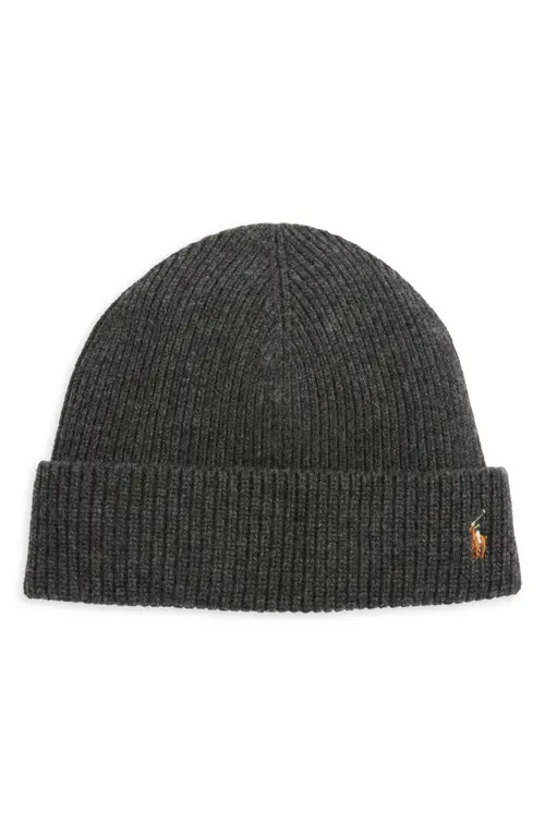 Polo Ralph Lauren Embroidered Signature Logo Beanie in Barclay Heather at Nordstrom | Nordstrom