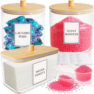 Acrylic Laundry Pods Containers and Dryer Sheet Holder Set with Lids, Labels & Scoops for Powder, Pods, Detergent, Scent Booster Storage | Target