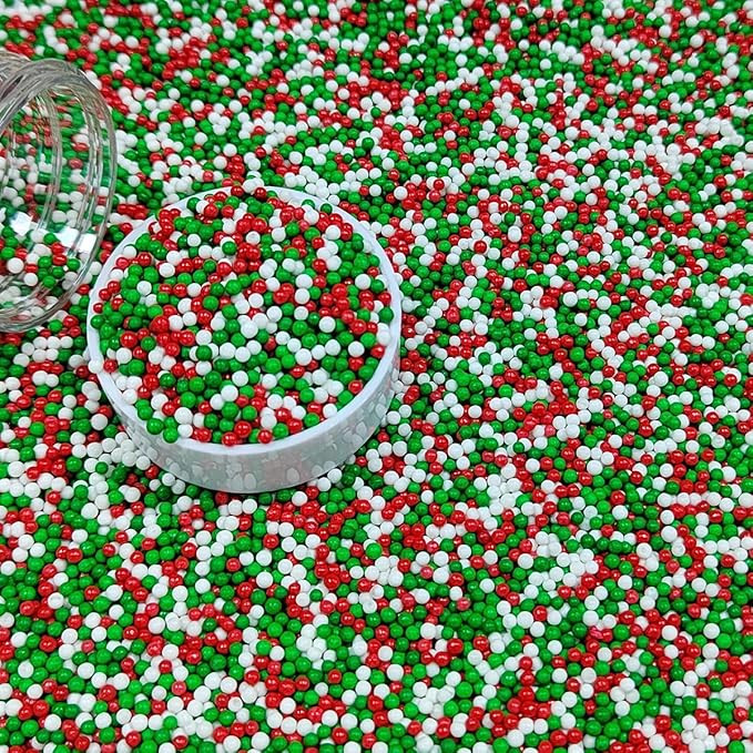 EPHVODI Red Green and White Christmas Sprinkles Nonpareils Sprinkles Edible Mini Pearl Sprinkles ... | Amazon (US)