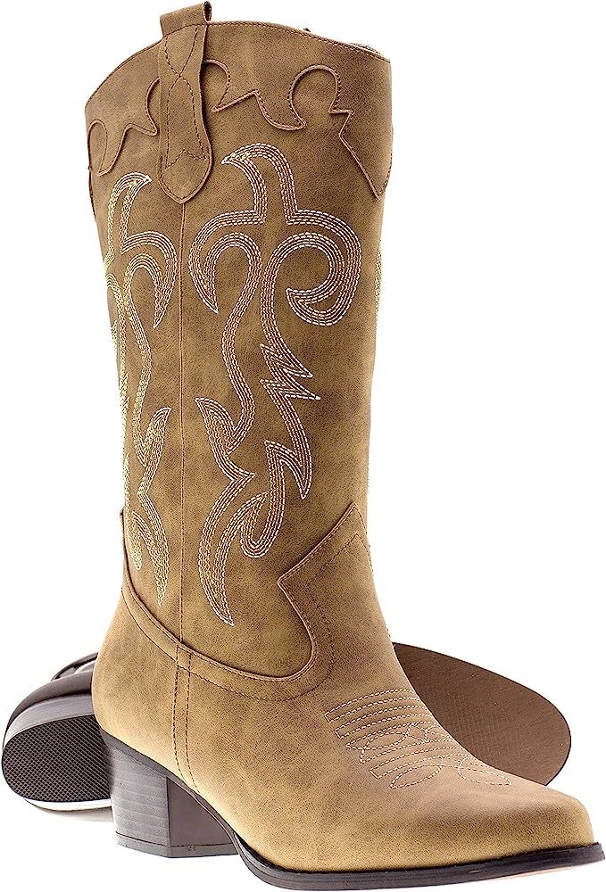 Canyon Trails Women's Classic Pointed Toe Embroidered Western Rodeo Cowboy Boots | Amazon (US)