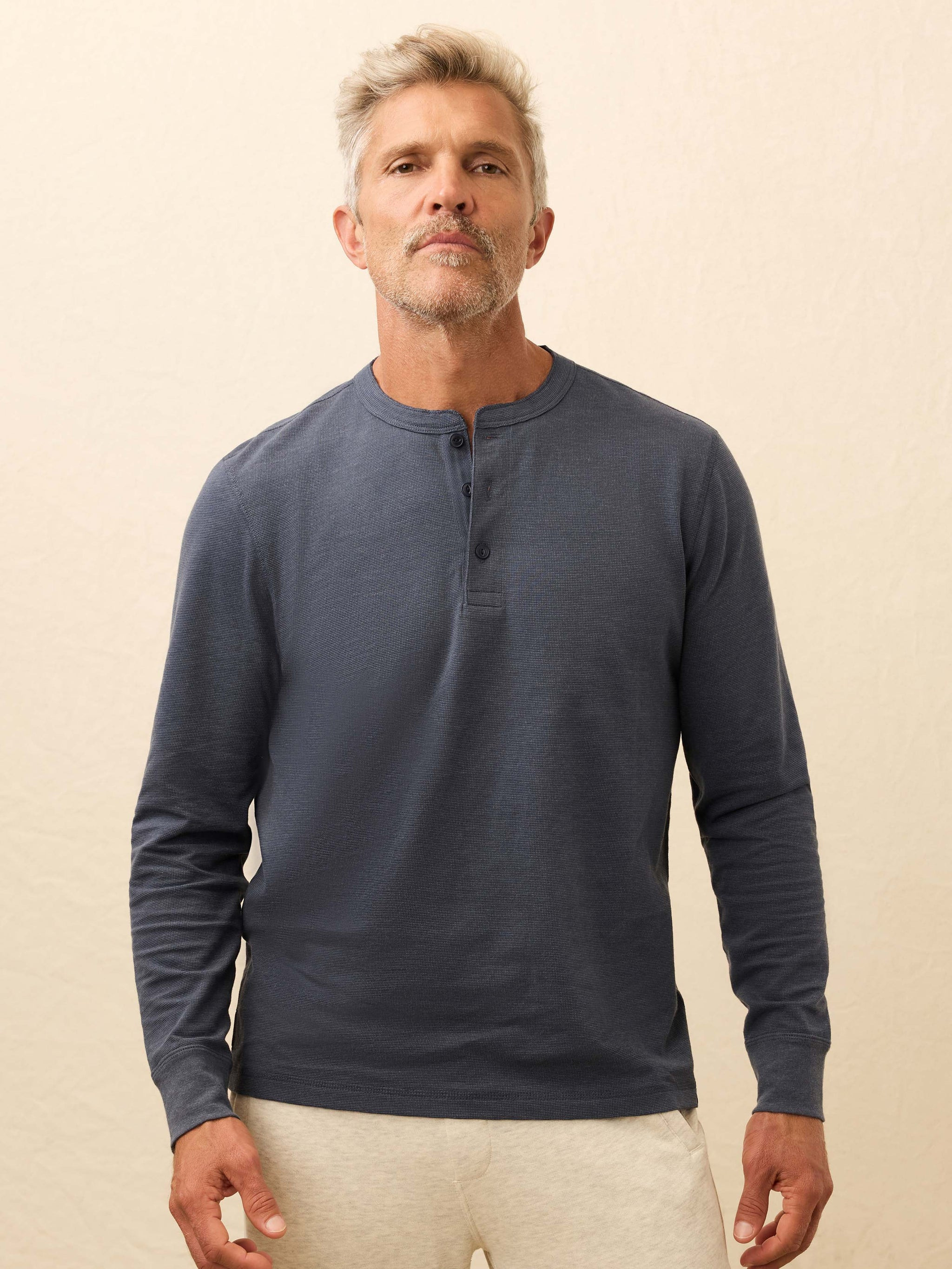 Long-Sleeve Waffle Henley - Blue Nights | Faherty
