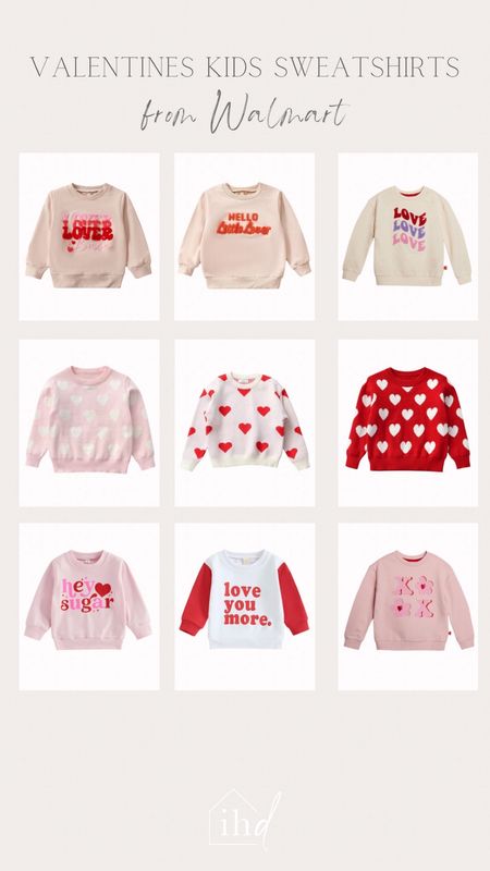 The cutest Valentine's Day sweatshirts for kids are all available at Walmart!🩷 @walmart #walmart #walmartfinds #Valentines #Toddler #Kids 

#LTKfindsunder50 #LTKSeasonal #LTKMostLoved