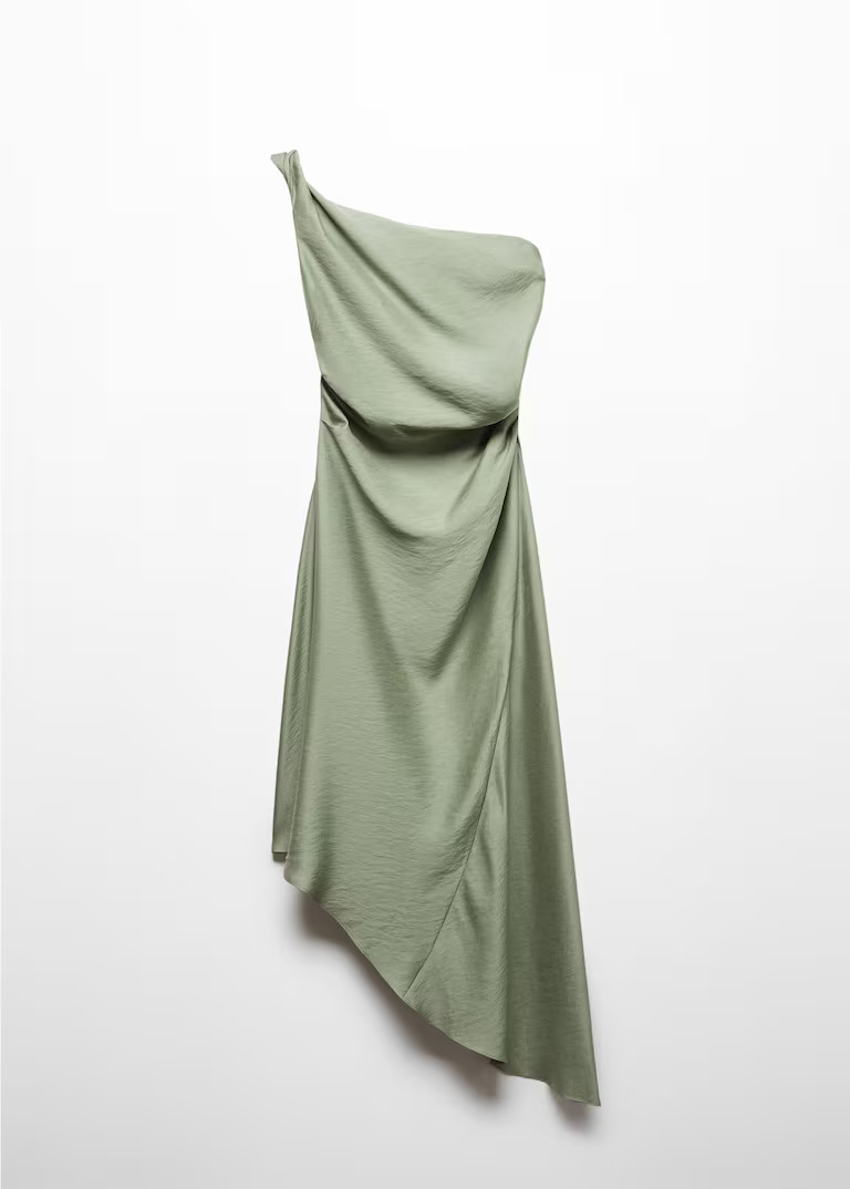 Asymmetrical pleated dress -  Woman | Mango Canada | Mango Canada