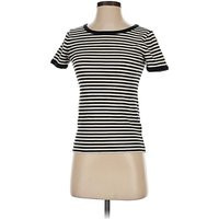 J.Crew Short Sleeve T-Shirt: Black Stripes Pattern Tops - Size X-Small | ThredUp (US)