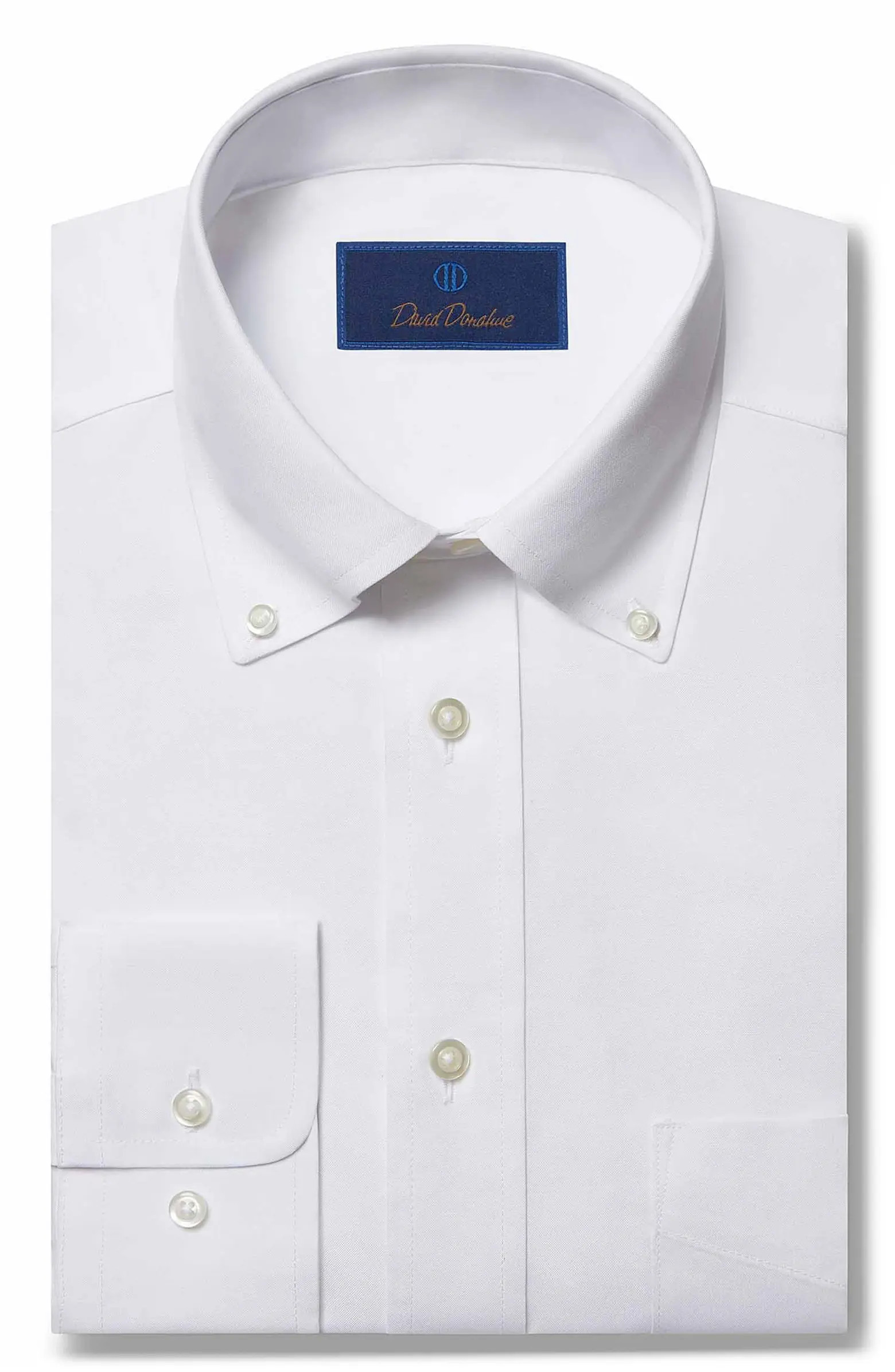 David Donahue Regular Fit Pinpoint Oxford Non-Iron Dress Shirt | Nordstrom | Nordstrom