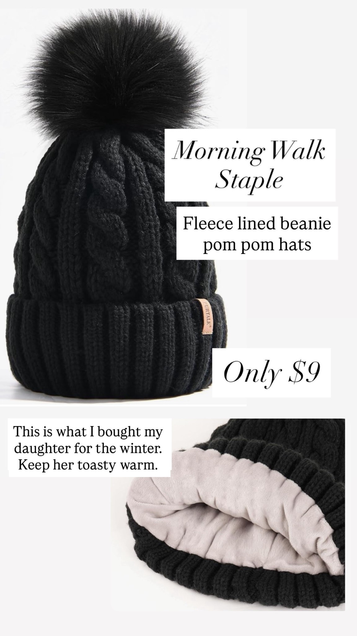 These pom-pom hats that are fleece lined are perfect for the colder mornings.

#LTKmorningroutine