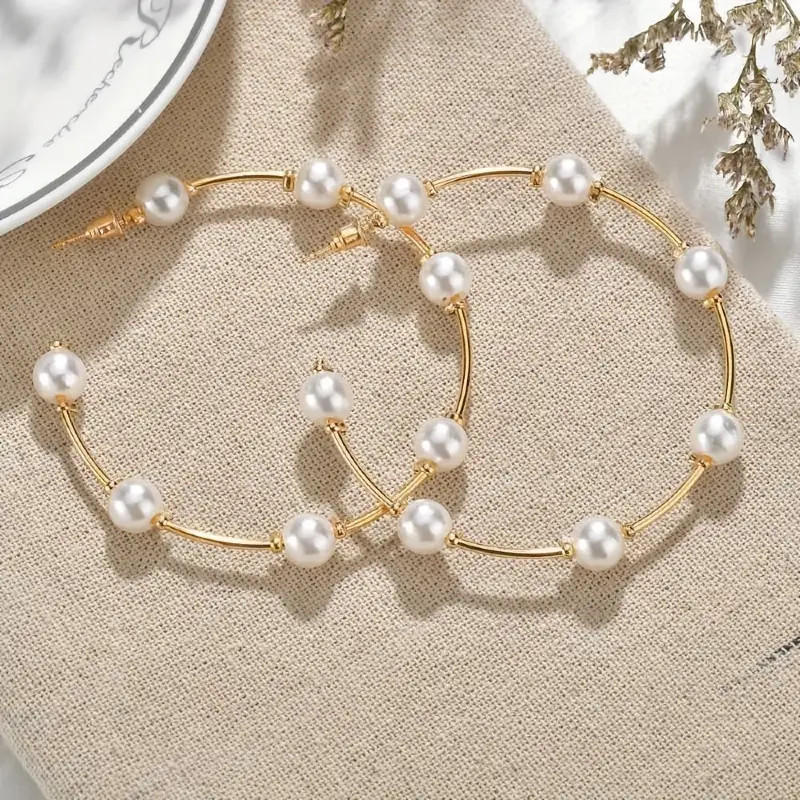 Pearl Hoop Earring Lightweight Simple Cute Sweet Elegant - Temu | Temu Affiliate Program