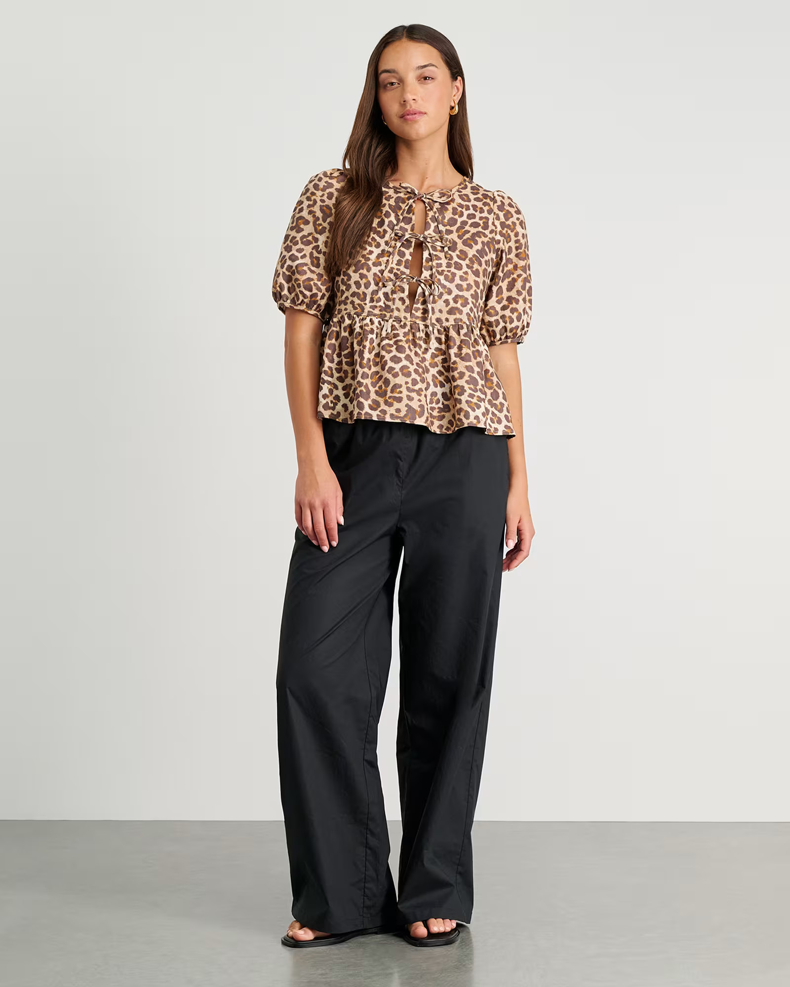 Leopard Linen Tie Blouse | JAG (Australia & New Zealand)