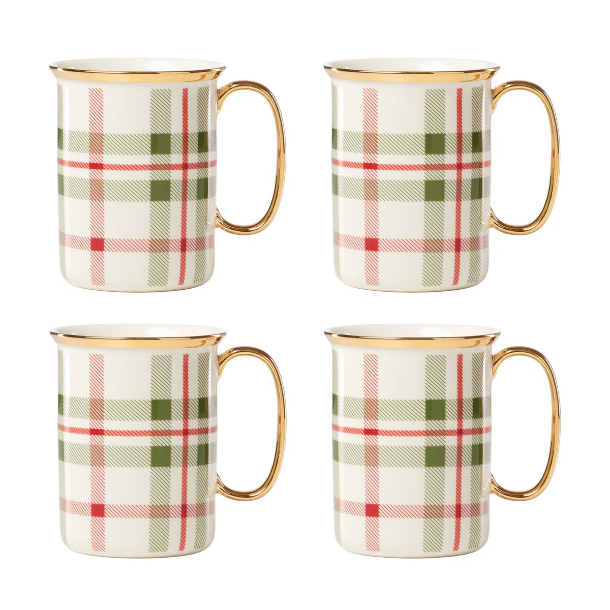 Holiday Plaid Mugs, Set Of 4 (Set of 4) | Wayfair North America