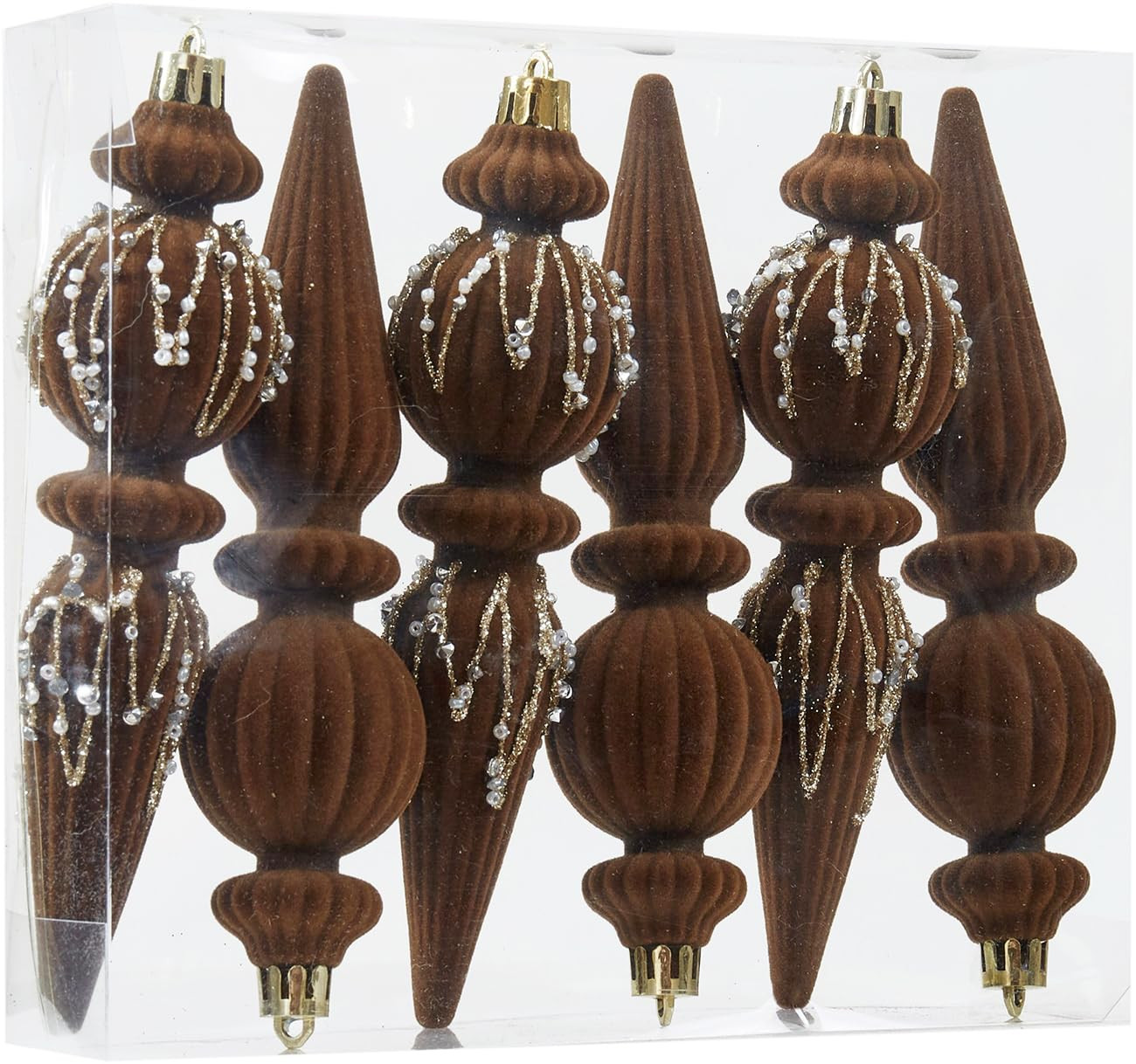 Brown Velvet Christmas Ornaments Set,6 Pack Plastic Shatterproof Christmas Ball Hanging Ornaments... | Amazon (US)