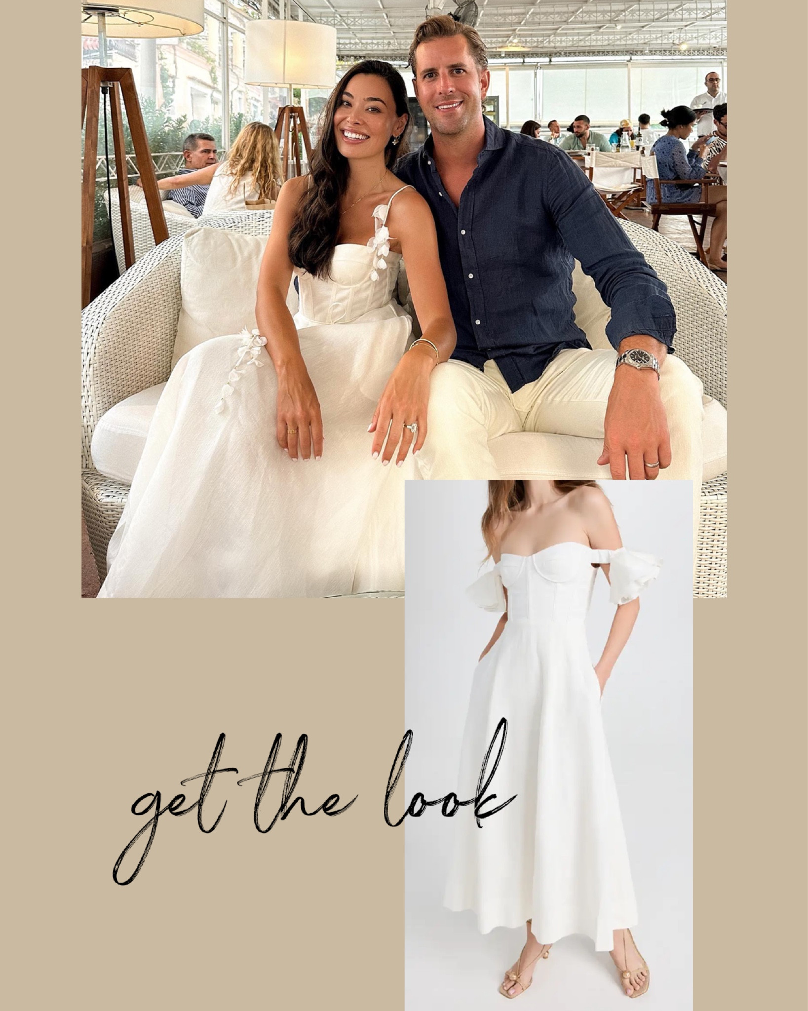 Kat Jamieson shares a look alike to her Zimmermann dress. White midi dress, bridal, off the shoulder. 

#LTKparties #LTKSeasonal #LTKwedding