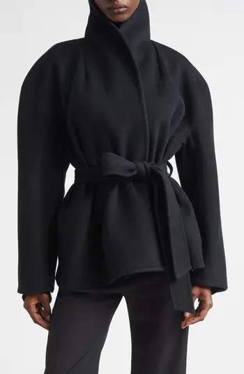 Short Double Face Wool Wrap Coat | Nordstrom