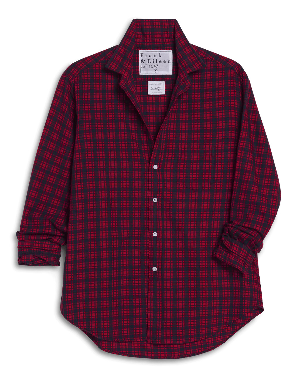 EILEEN Red and Navy Plaid, Italian Flannel | Frank & Eileen