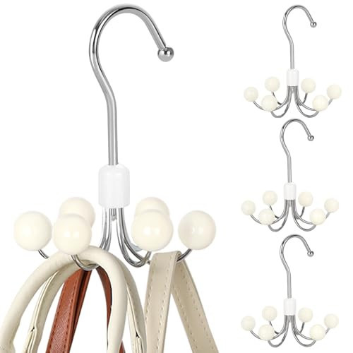 TOPIA HANGER Hoodie Hangers 4-Pack with 6 Wood Balls, 360°Swivel Purse Hanger, Scarf Hanger, Closet Hooks, Handbag Organizer, Bra Hanger, Accessory Organizers for Scarf, Tanktop, Hat, Hoodie CT57W | Amazon (US)