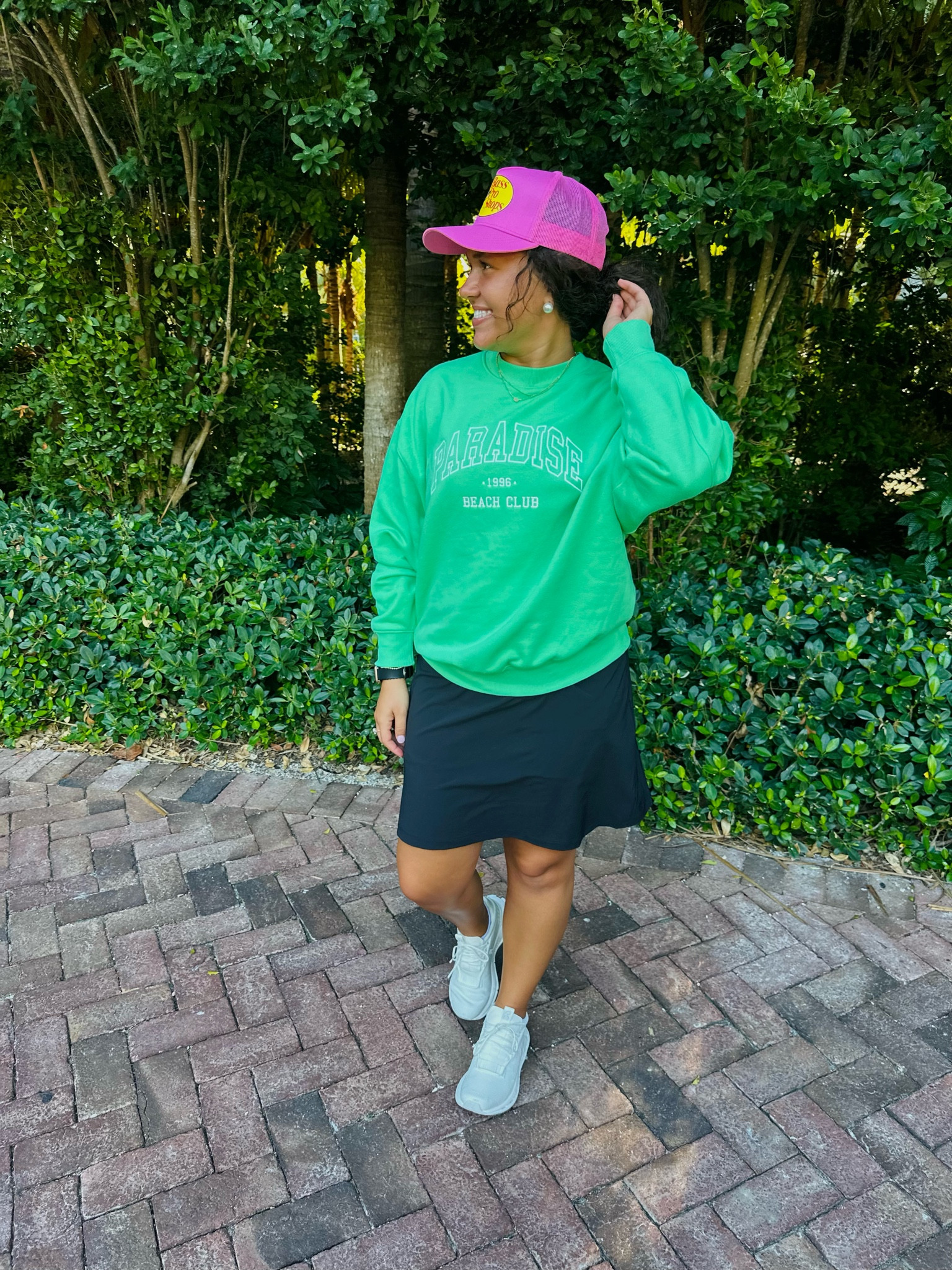 My current fav outfit ☀️💚 

Target. Target sweatshirt. Graphics. Athletic dress. Target spring outfits. Vacation outfit. Travel outfits. Athletic wear. Black athletic dress. Onclouds. White tennis shoes. Pink trucker hat. Trucker hat outfit. 

#LTKfitness #LTKtravel #LTKstyletip