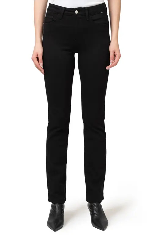 Mavi Jeans Kendra High Waist Straight Leg Jeans in Black Feather Blue at Nordstrom, Size 33 X 32 | Nordstrom